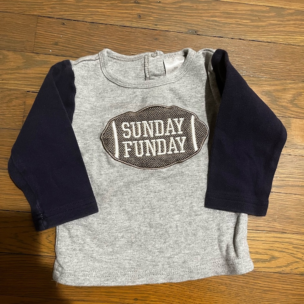 Sunday Funday Grey & Navy Long-Sleeve Kids Top